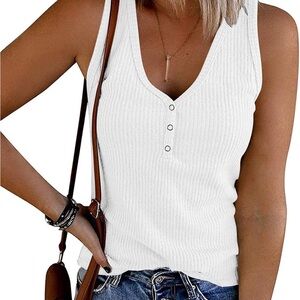 Elegant White Ribbed Tank Top